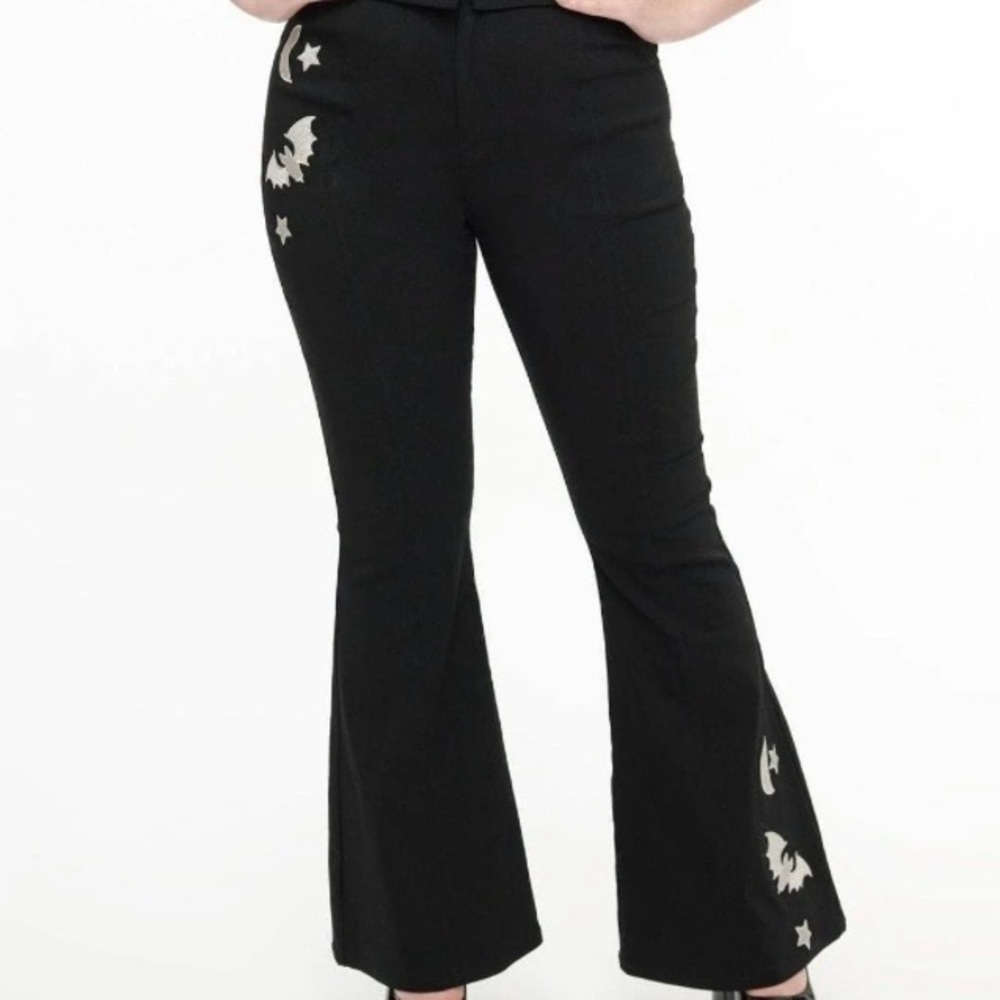 Unique Vintage black flares with bats